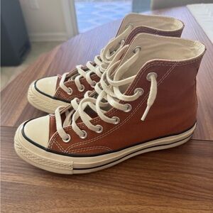 Converse High Top Sneakers in Rust Orange and Cream